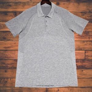 Lululemon Live In Practice Polo Shirt Men's Size Medium Gray Lightweight Stretch